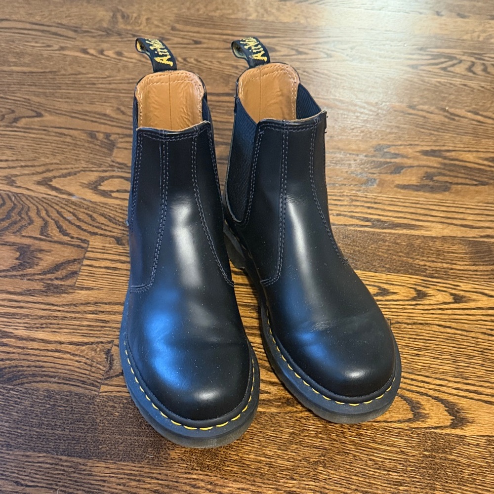 Dr. Martens Black Leather Slip-On Boots